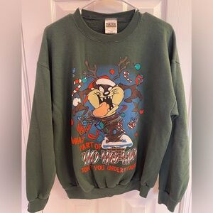 Vintage 1994 Looney Tunes Taz Ho Ho Ho Christmas Crewneck Sweatshirt Large